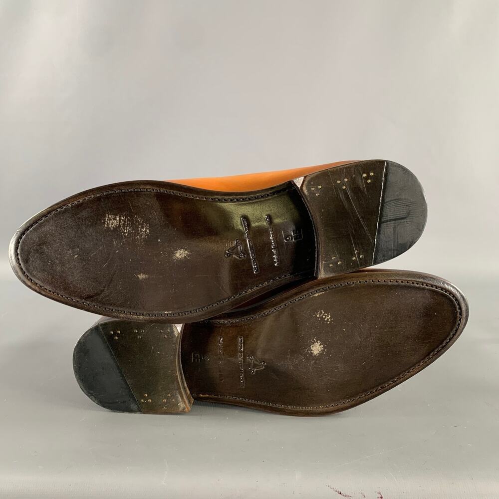 KLEIN EPSTEIN & PARKER Size 9 Brown Tan Distressed Patent Leather Loafers - Picture 6 of 8